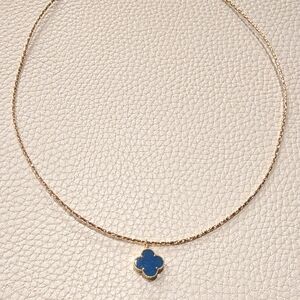 💠✨️18K Real Gold Blue Clover Pendant Necklace✨️💠